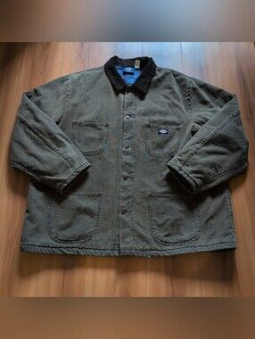Vtg Dickies Jacket Mens XXL Canvas Blanket Lined Chore Work Coat Corduroy Collar